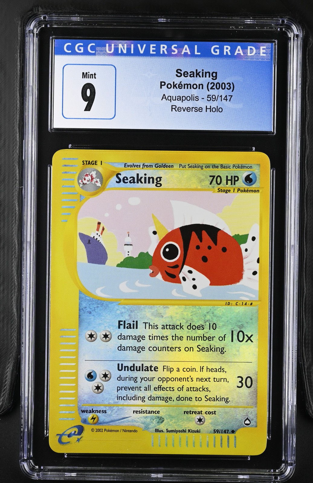 CGC 9 Seaking 59/147 2003 Aquapolis Reverse Holo Pokemon Card
