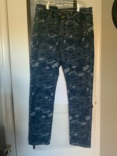 Soft Surroundings Skinny Pull on Jeans Camo Blue Petite Medium