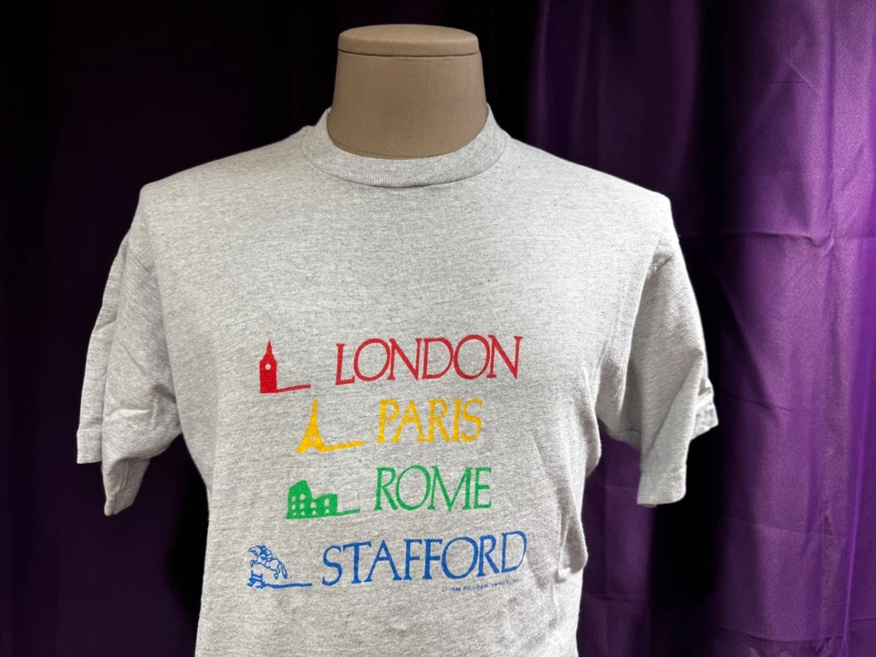 Vtg 1988 Stafford London Paris Rome Brindar FOTL T-Shirt USA Single Stitch Sz L - Image 2 of 4