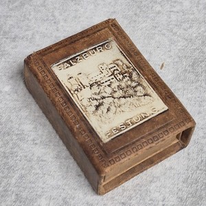 Antique Austrian Leather Souvenir Matchbox ,Salzburg Festung, Hohensalzburg
