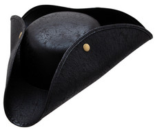 Distressed Faux Leather Pirate Hat Black Tricon Hat Adults Fancy Dress Accessory