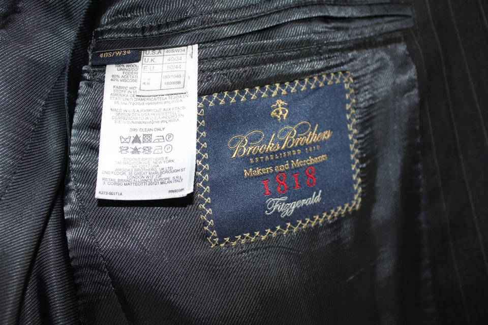 GRAY BROOKS BROTHERS 100% WOOL FITZGERALD SPORT COAT sz 40S striped suit jacket - Image 3 of 4