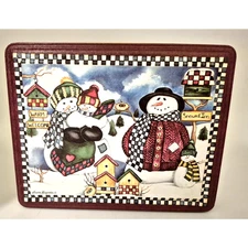 Laurie Korsgaden Snowman Family Tin Keller Charles of Philadelphia 7.5x5.5x1"
