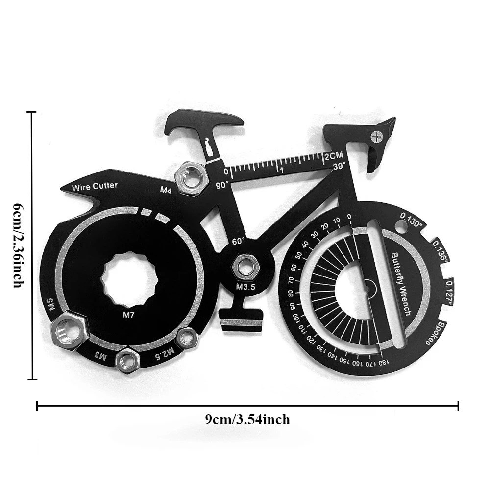 Multitool Card 20-In-1 Bike Shape Multi-Purpose Pocket Tool for Outdoor