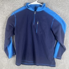 L.L.Bean Sweatshirt Kids Large 14-16 Blue Colorblock 1/4 Zip Fleece Mock Neck