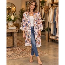 POL floral long kimono