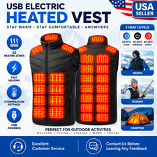 Heated Vest 25 Zones USB Electric Warm Jacket Men Women 3 Heat Levels Washable