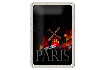 mrdeco Metall Schild 12x18cm gewölbt Moulin Rouge Paris Varieté Geschenk Schild
