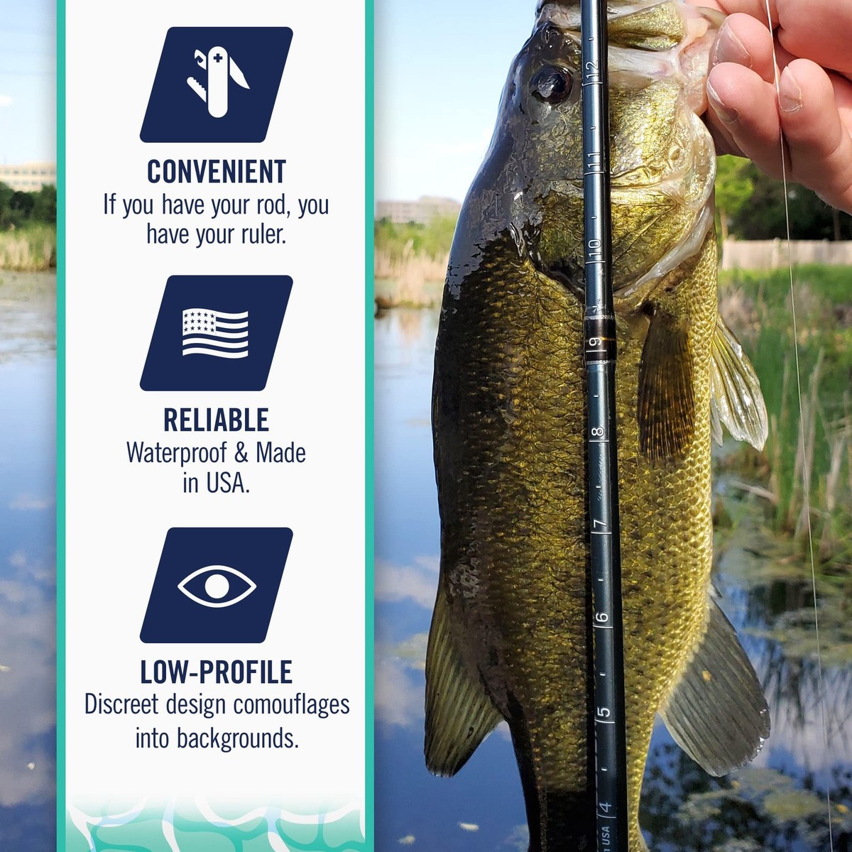 Quik Measure Pro Fish Rulers Fishing Rod Ruler Sticker (2 Pack