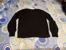 All Saints Hiren Crewneck Ribbed Sweater Mens Large Chest Wool Blend Black