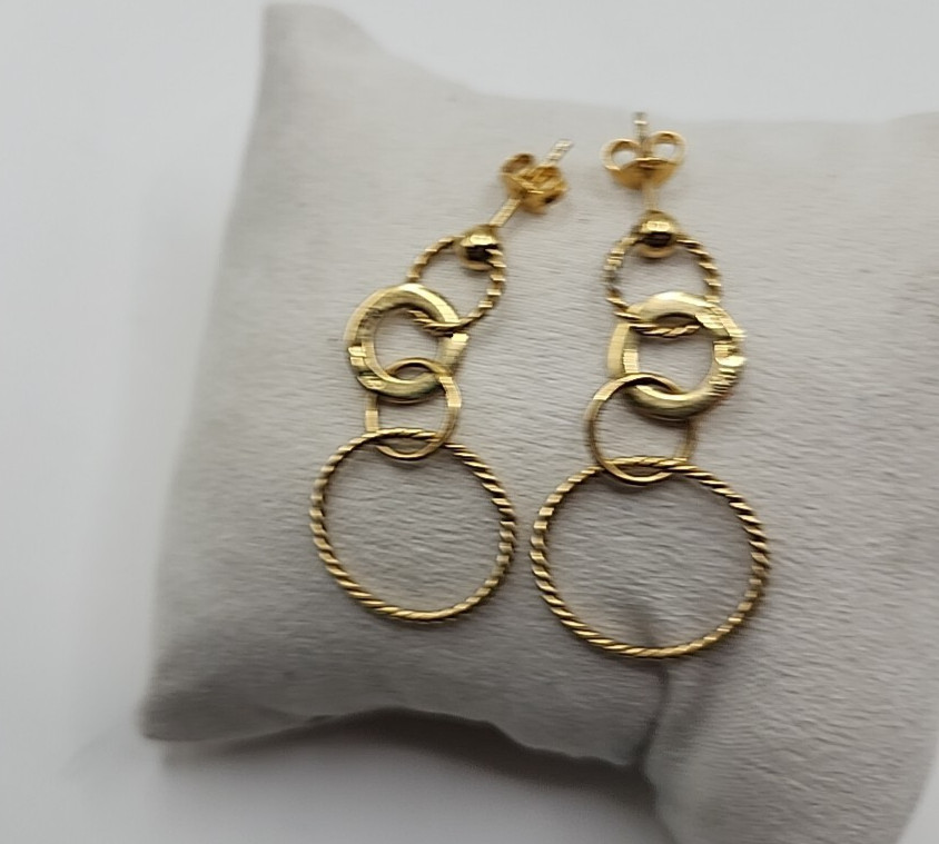 Gold Over Sterling Silver Circle Dangle Earrings - image 2