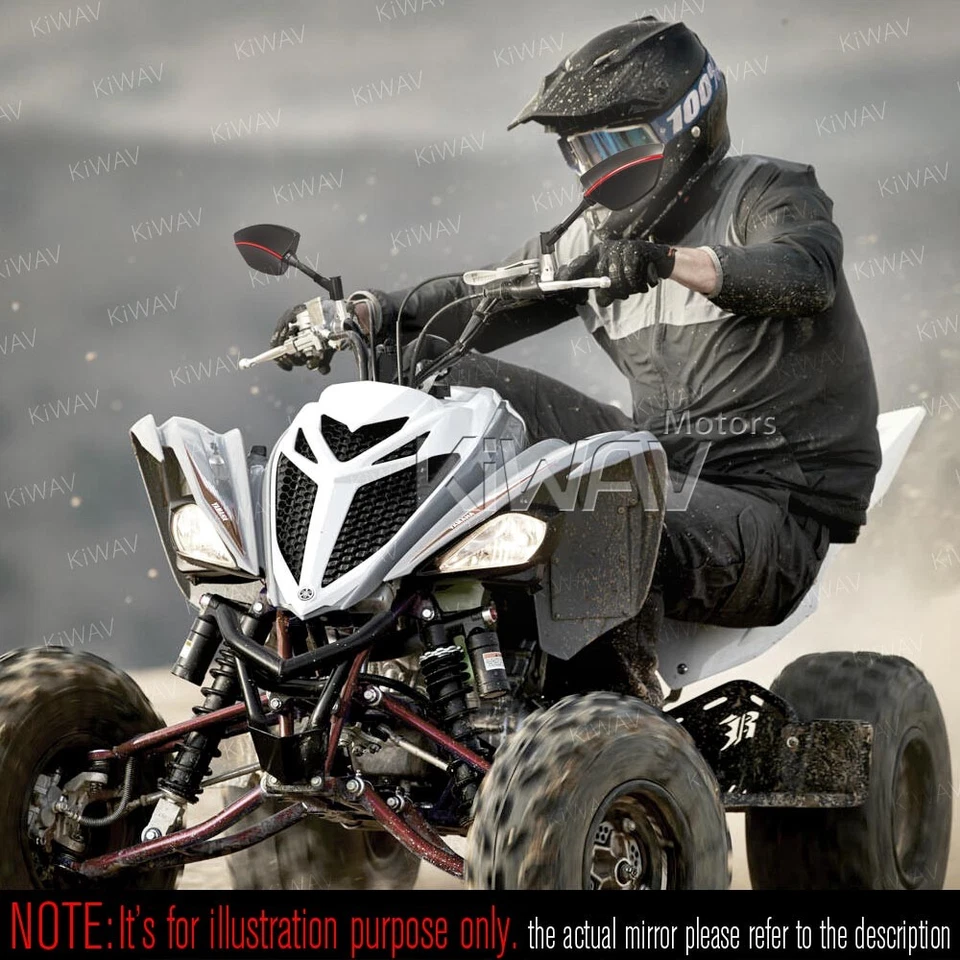 Espejos retrovisores KiWAV negros Redline 22 mm abrazadera de manillar plateada para Honda Suzuki Kymco Foto 3 de 4