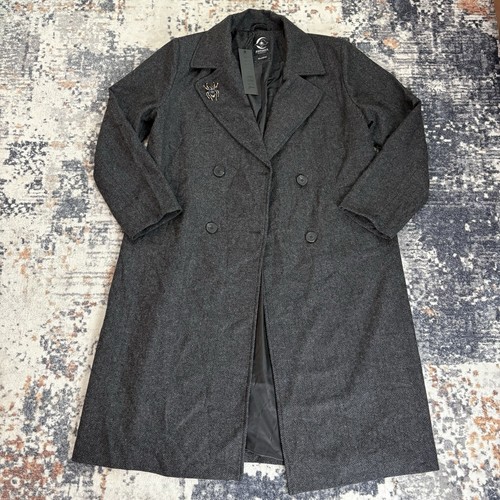 Disturbia Women’s Infinite Wool Blend Herringbone Coat Black Size:12 NWT - Picture 6 of 9