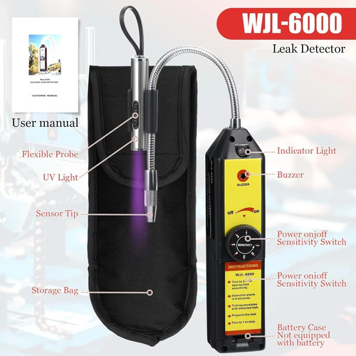 AC Leak Detector Kit R1234yf R134a R410a UV Dye Injector w/ Glasses & Light - Picture 2 of 7
