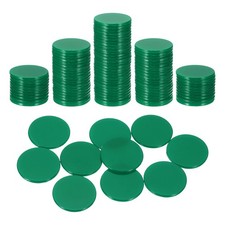100Pcs 1 Inch Poker Chips, Bingo Chips Learning Counters, Dark Green, Flat