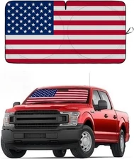 Flag Car Windshield Sun Shade, Foldable Car Front Window Sunshade for Car Large