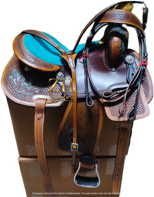 Barrel Racing Leather Western Horse Saddle Racer Trail Tooled Carved Equestrian