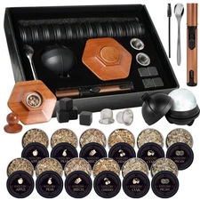 23Pcs Whiskey Smoker Kit with Torch-12 Wood Chips, Ice Ball Mold, Cocktail Sm...