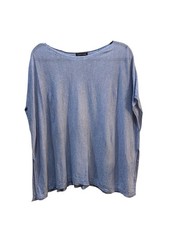 Eileen Fisher Blue Lightweight Knit Sweater Poncho Size Large/XL Boxy Lagenlook