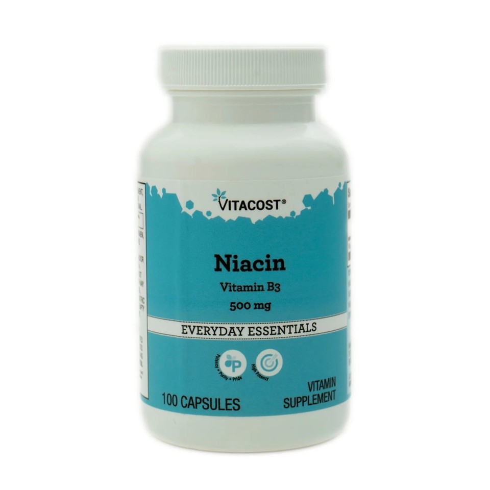Niacin, 500 mg, 100 Capsules