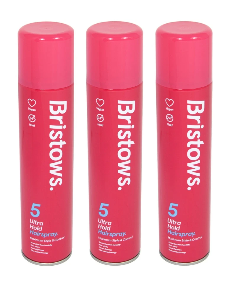3 x Bristows Ultra Hold Hairspray 300ml