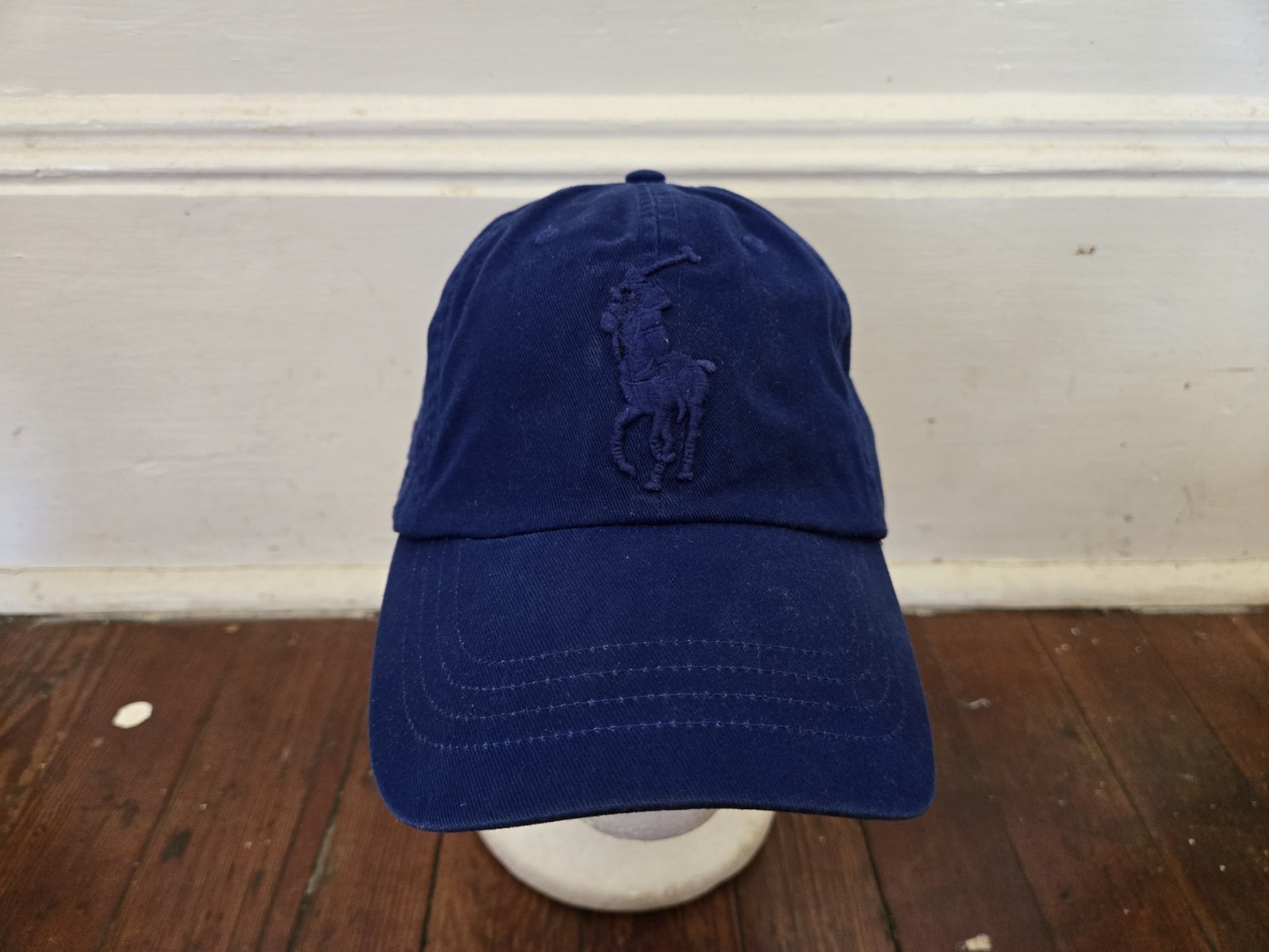 Cappello berretto Polo Ralph Lauren Big Pony chino adulto blu royal pelle fibbia