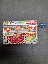 Vera Bradley Trifold Wallet Pink Floral Made in USA 5"x3.5" - 9.5" Unfolded