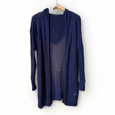 Gap Gap For Good Navy Open Stitch Airy Hooded Lightweight Cardigan Size Large