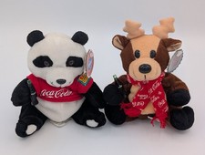 Lot of 2 vintage Coca-Cola collectible bean bag plush with original tags.