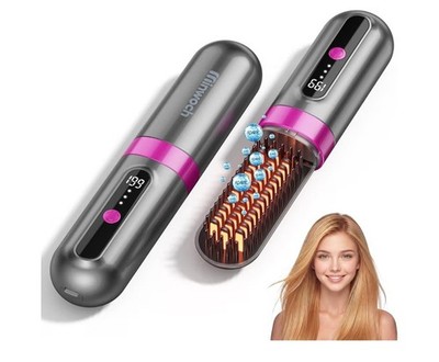 Go Brush Pro 2026 Cordless Hair Straightener Brush, 300M Negative Ionic Anti-Fri