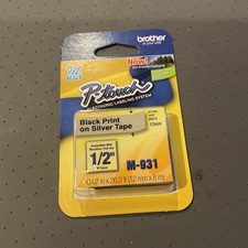 Brother M931 P-Touch Label Tape, PTouch 1/2" Blk/Silver PT-65 PT-70 PT-90