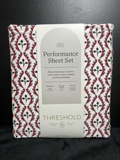 NEW Threshold 400 Thread Count Full Performance Sheet Set Woodblock Leaf