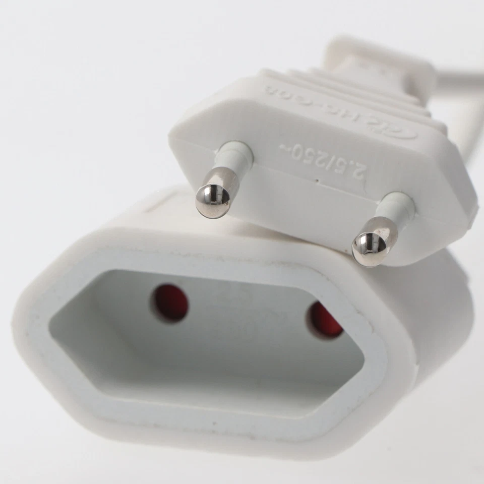 5m EURO Verlängerungskabel für den flachen Eurostecker 2-polig, Farbe weiß - Bild 4 von 4