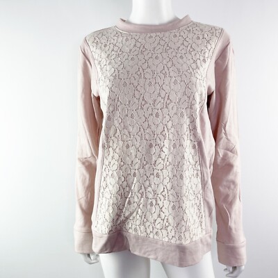 JET John Eshaya Pink Lace Long Sleeve Pullover Sweater Casual Womens M/L NEW