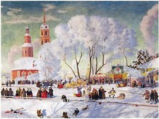 Church Holiday People B. Kustodiev Tile Mural Kitchen Backsplash Marble Ceramic