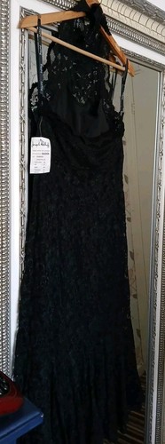 New JOSEPH RIBKOFF Ladies Black Faux Lace Floral lined Halterneck Party Dress 14 - Picture 12 of 15