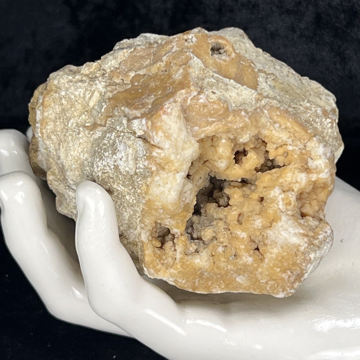 3-1/3” Yellow Chalcedony coated Cubic Crystal Quartz Cluster Natural Geode