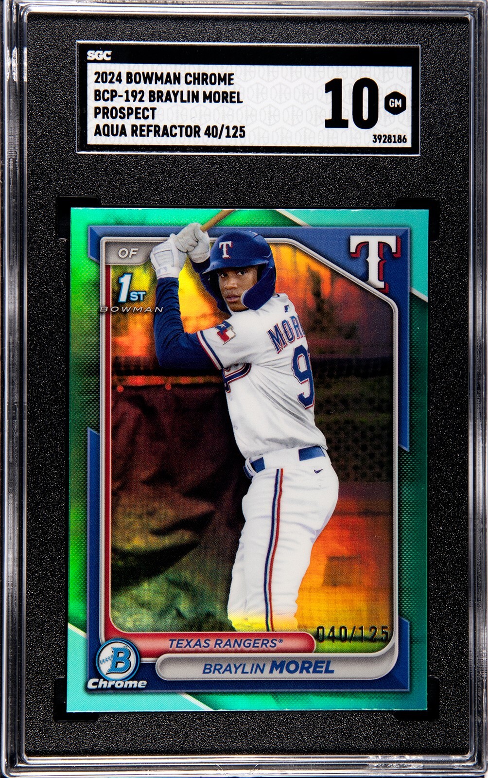2024 Bowman Chrome 1st Braylin Morel 40/125 AQUA Refractor Texas Rangers First