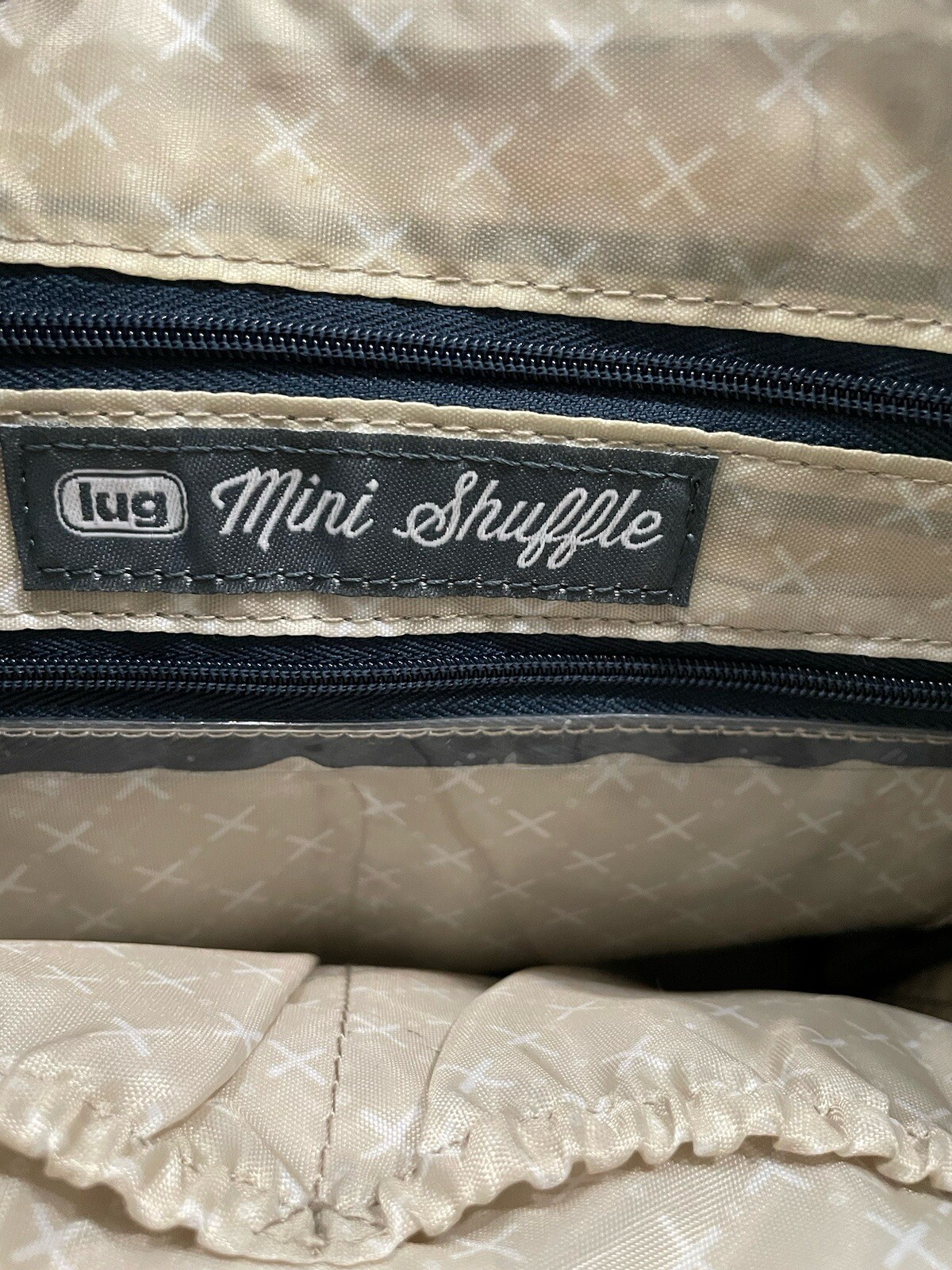 LUG Mini Shuffle Aloha Navy Blue Floral Quilted Crossbody Tote Bag