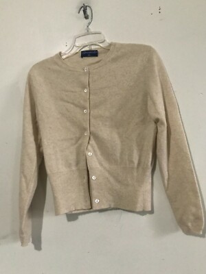 Drumohr 100% Pure Cashmere Scotland Size 42 Beige Cardigan Sweater