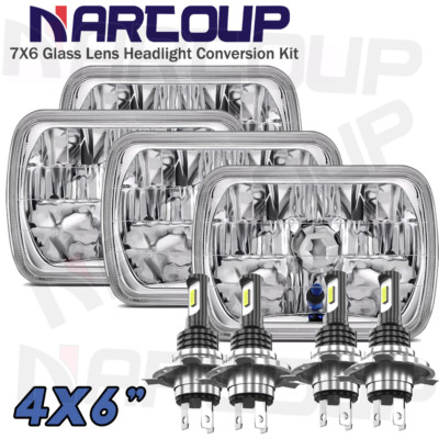 4PCS 4x6'' inch LED Headlights Hi-Lo Beam H4 For Chevrolet Monte Carlo 1980-1988