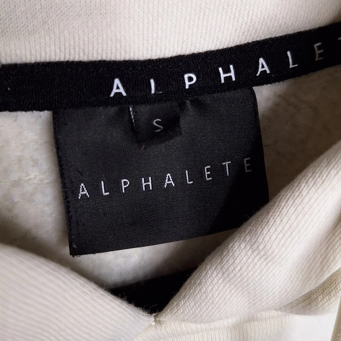 OFF WHITE Felpa donna Alphalete con cappuccio piccola panna logo scritto pesante