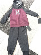 Hurley Boys' Hoodie  Joggers 2-Piece Outfit Set Black HeatherShark Kids 12M