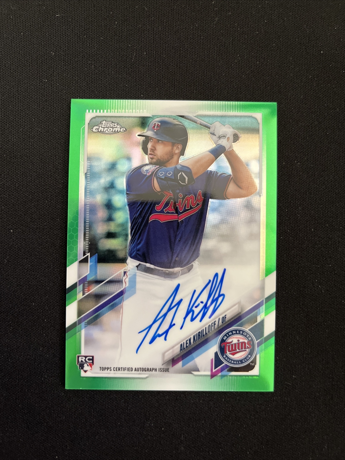 Alex Kirilloff 2021 Topps Chrome Auto Green Refractor /99 RC Rookie Twins RA-AK
