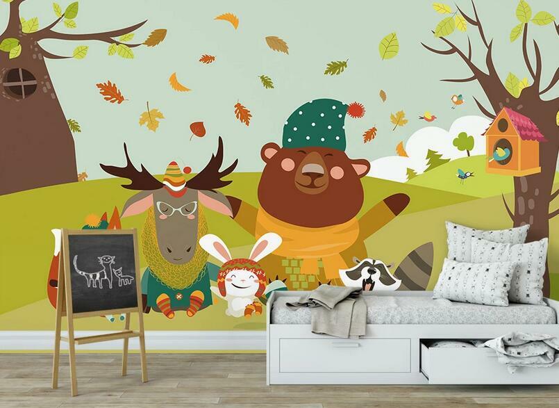 3D Autumn Animals ZHUA6019 Wallpaper Wall Murals Removable Self-adhesive Amy