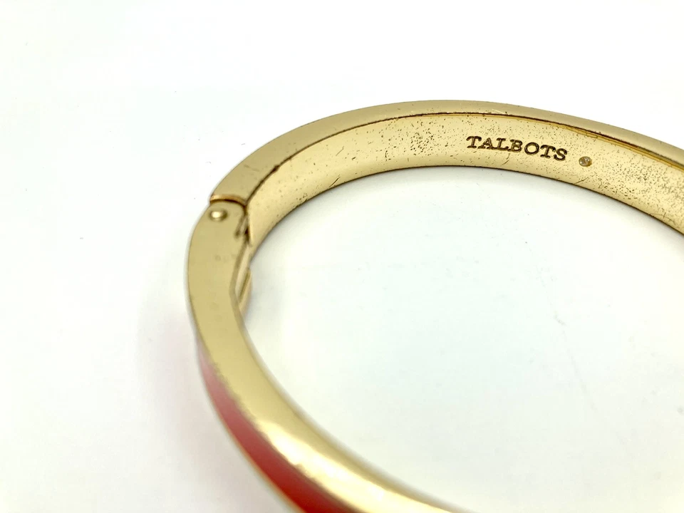 Brazalete Brazalete con Bisagras Esmalte Rojo Firmado Talbots - Metal Tono Dorado Foto 3 de 4