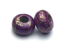 2 pcs PURPLE KINGMAN TURQUOISE 14mm Large Hole Rondelle Beads