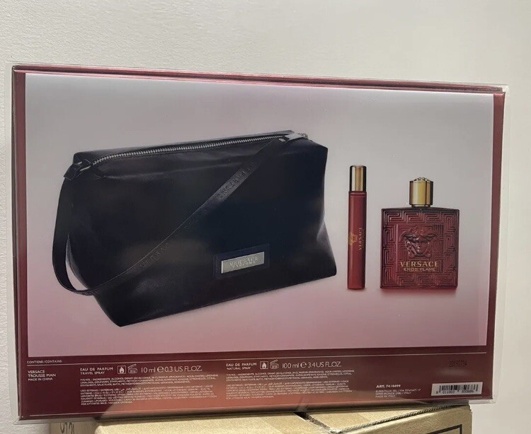 Versace Eros Flame 3pc Gift Set Includes 3.4oz+10ml Edp