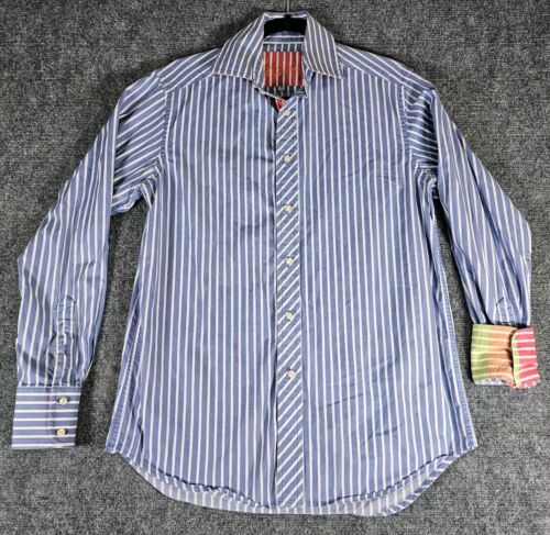 Robert Graham Shirt Adult Small Blue And white Long Sleeve Button Up Men's  - Afbeelding 1 van 8