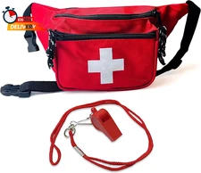 ASA TECHMED Lifeguard Fanny Pack with Whistle Lanyard - Baywatch Style First Aid